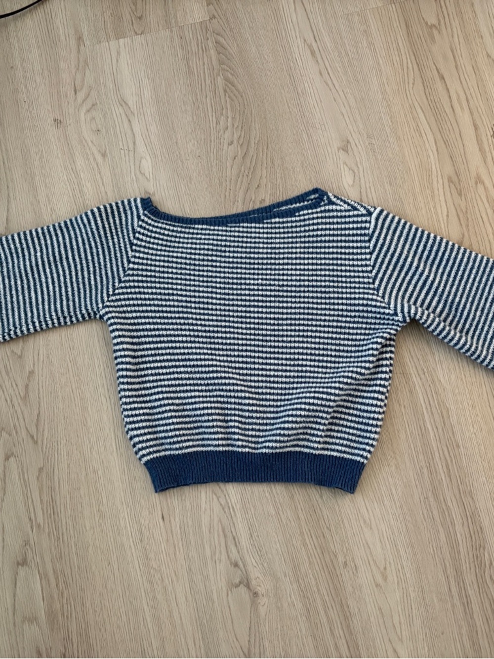 SHEIN Navy and White Striped Boatneck Knit Sweater